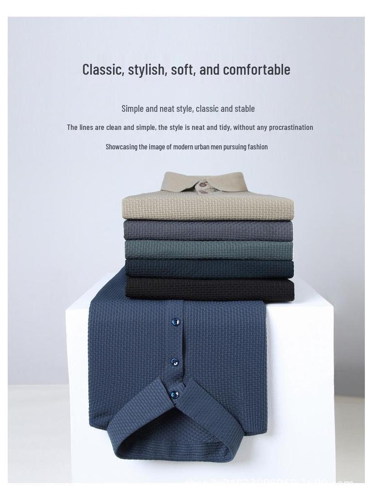 2025 Men's Short Sleeve Polo - Versatile, Casual, Non-Iron, Jacquard, Breathable, Turn-Down Collar T-Shirt.