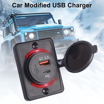Für Auto Marine Boot Wohnmobil LED Licht Autoladegerät 12-24V Auto USB Anschluss Ladegerät Wasserdichtes Autoladegerät Panel Steckdose Adapter QC3.0+PD