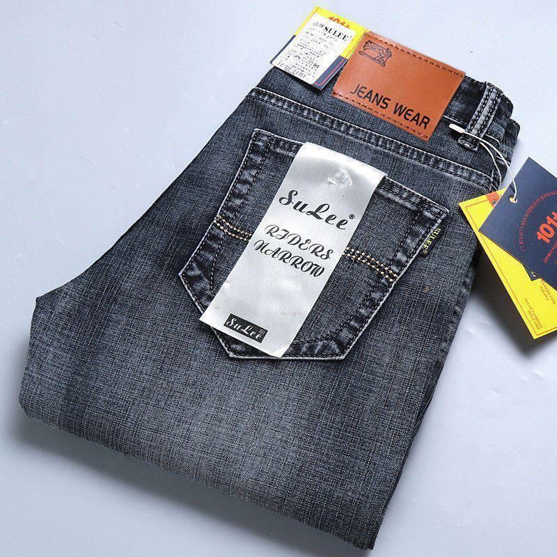 New Men's Autumn/Winter Stretch Jeans: Versatile, Thickened Denim Trousers for Business and Casual Wear.