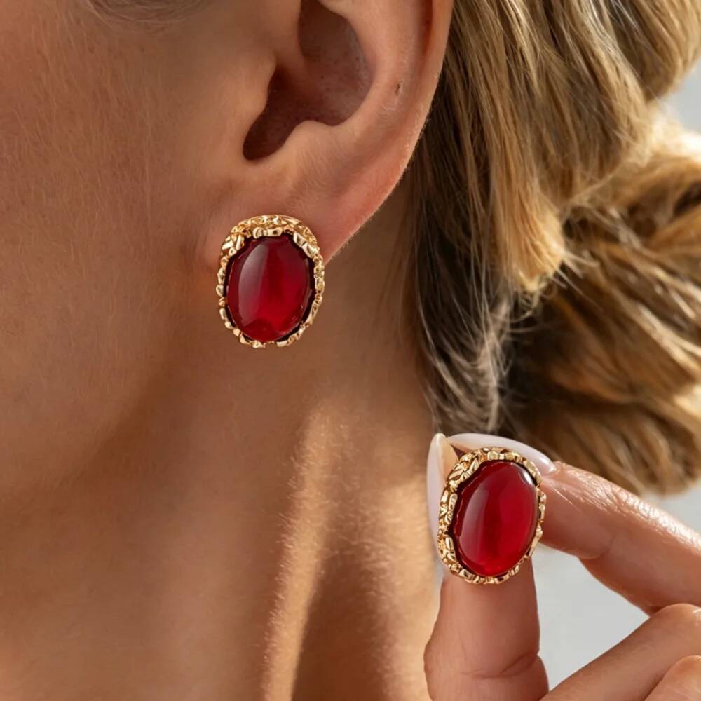 SHIXIN 3 Colors Vintage Irregular Resin Stud Earrings Women Bohemian Temperament Geometric Piercing Earring Daily Party Jewelry