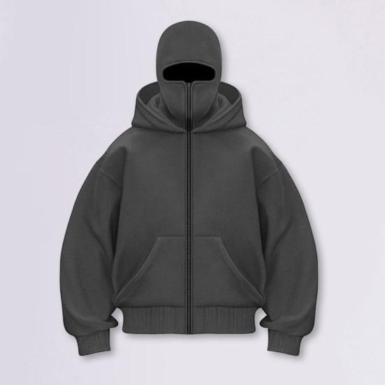 Winter Warm Hoodie Coat Unisex Double Hooded Solid Color Casual Jacket Loose Fit Thick Warm Sweatshirt Coat