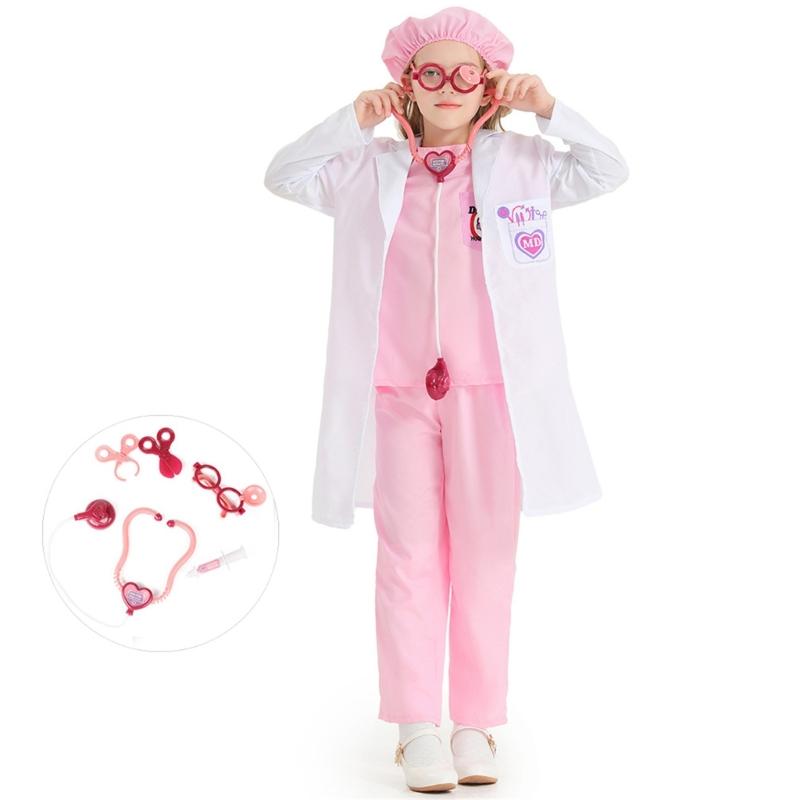 Doctor Role Play Dress Up Kit Doctor Pretend Play Costume with Stethoscope Doctor Coat Kit Halloween Doctor Costumes