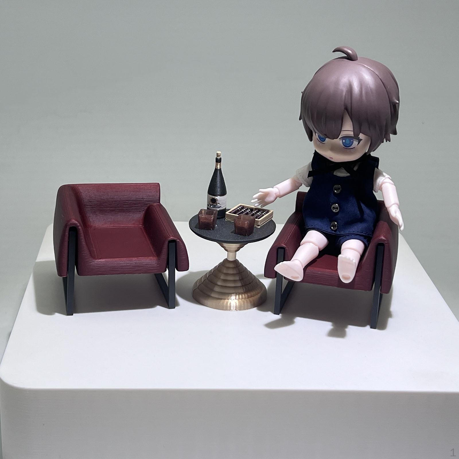 

Dollhouse Mini Sofa Table Set 1/12 Crafts for Sand Layout Photo Props with carpet with carpet