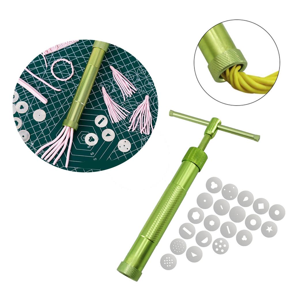 Clay Extruder with 20 Tips Sugar Pastes Extruder Fondant Press Clay Cutter Cake Decorating Tool Set for Bread Cake