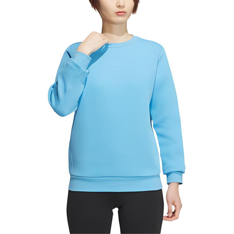 adidas Felpa da donna a maniche lunghe girocollo pullover sportiva casual da esterno tinta unita blu JE8614