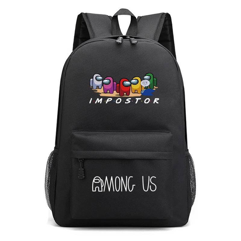Spellen Among Us Ruimte Weerwolf Sterrenhemel Student Schooltas Patroon Rugzak Grote Capaciteit one size fits all black