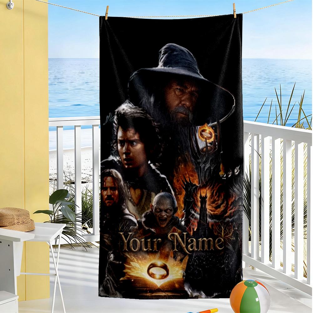 Lord Rings Personalized Text Beach Towel High Absorbency & Quick-Dry Perfect for Traveling Yoga Camping and Swimming