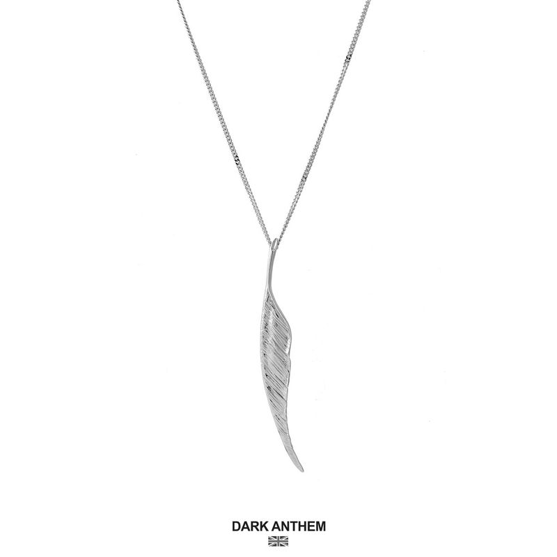 Couple s Feather Sterling Silver Necklace Silver Plated with White Gold
