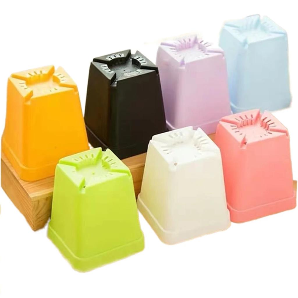 Candy Color Mini Basin Square Flower Pot Succulent Plant Trays DIY Transplant Flowerpot Planters Grow Pot Home Office Decor