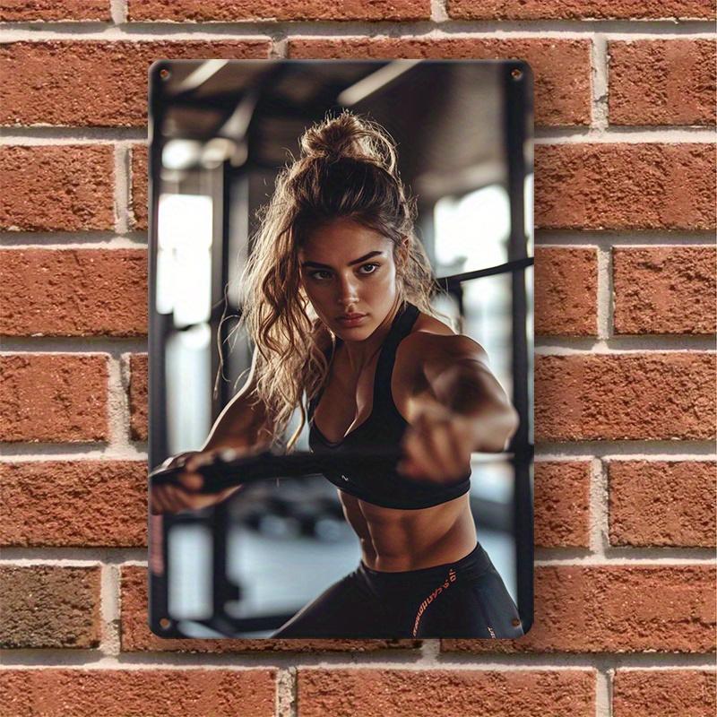 Inspirational Female Athlete Metal Tin Sign - Motivational Gym & Home Decor Wall Art, Pre-Drilled Holes, Es Iron Workout Deco