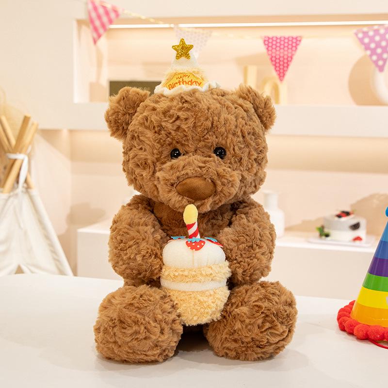 Cute and Soft Birthday Cake Bear Plush Doll - Perfect Gift for Girls