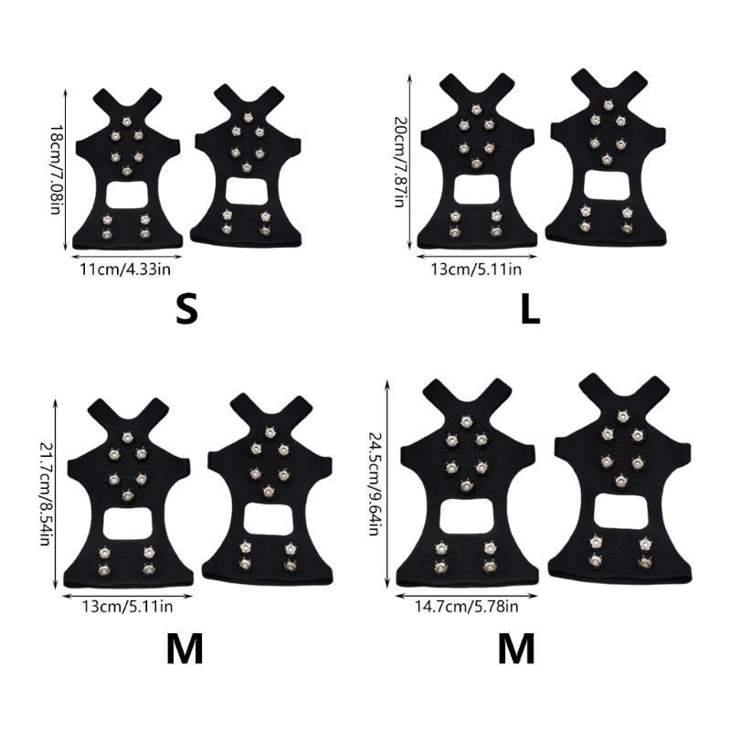 Ice Cleats With 10 Steel Spikes Elastic Traction Aid For Winter Boot Hiking Shoes Covers Ice Grippers Crampons Unisex