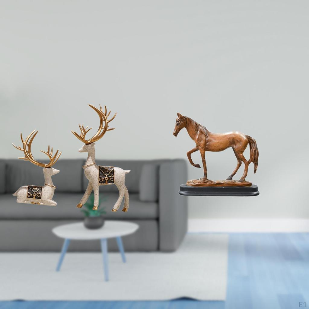 Elegant Reindeer And Horse Resin Animal Statue Figurines for Home Office Decor Modern Art Craft