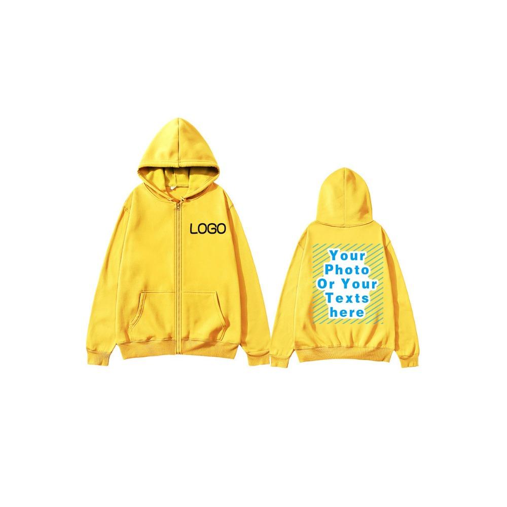 Zipper Hooded DIY12 Cardigan Sweatshirt Jacket Anytime Anywhere Design Brand Logo Custom Image Replication
