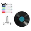 Reusable Drawing Surface Vinyl Record DIY Graffiti Clock Ornament, Blank Acrylic Retro Tabletop Wall Desktop Display Stands Decor with Stand,