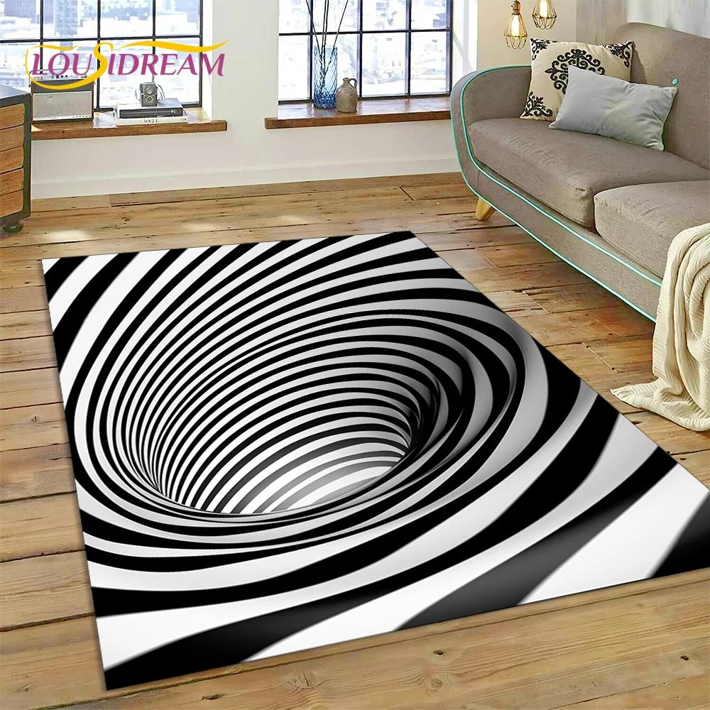3D-Vortex-Teppich mit visuellen Illusionen für Wohnzimmer, Schlafzimmer, Heimdekoration, Bodenmatte, rutschfeste Dekoration für Sofa, Küche, Fußmatte