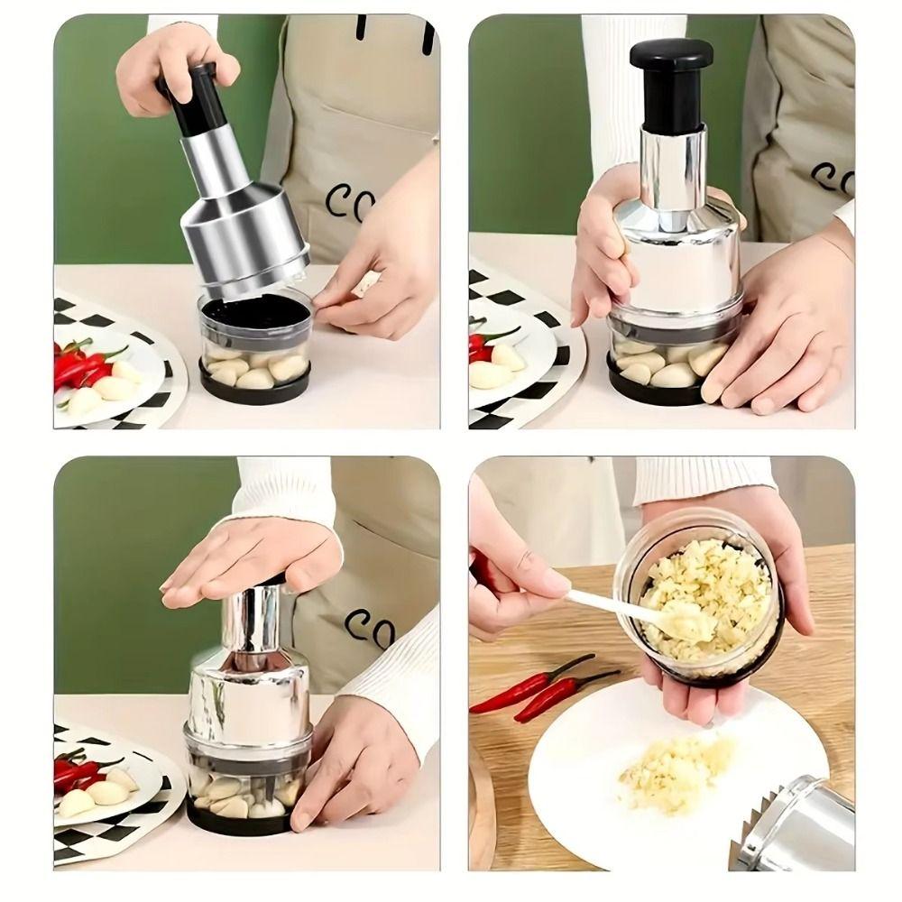 Manual Pressed Onion Chopper Stainless Steel Vegetable Slicer Garlic Presser  Ingredients Mixer