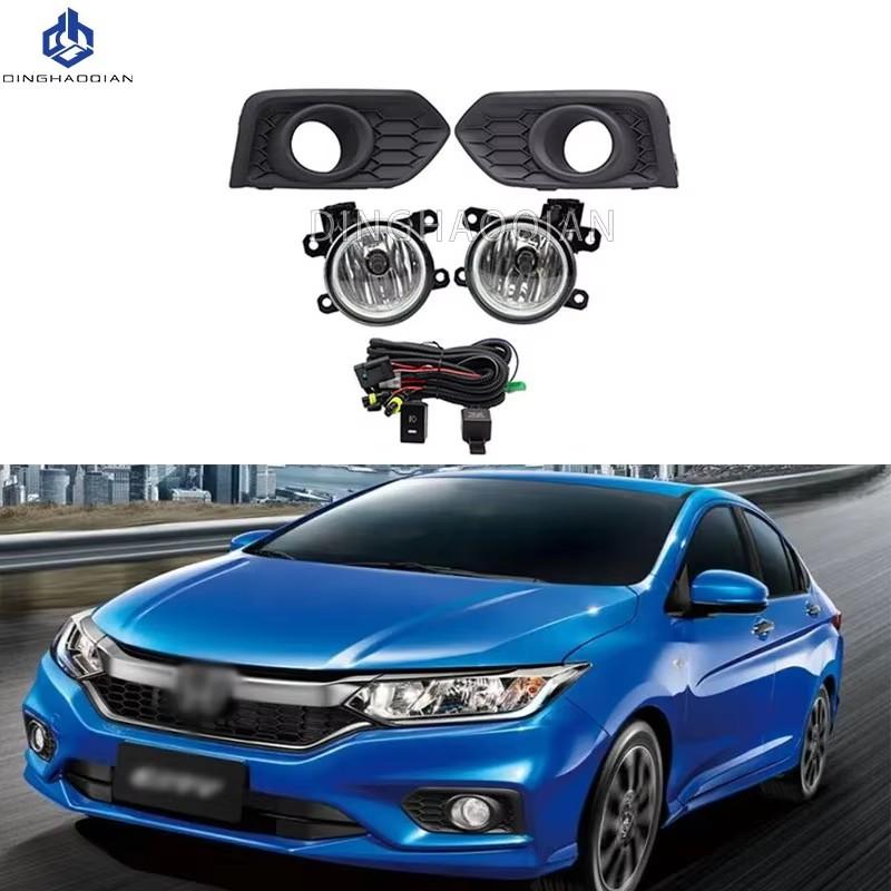 1 Pair Car Front Bumper Halogen Fog Lights Assembly Driving Lamp Foglight Wiring Switch Set For Honda City 2017 2018 2019