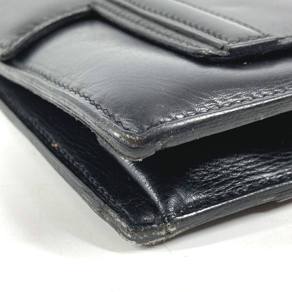 Hermes Bolsa de Mão com Aba e Logo Vintage Bolsa de Ombro Couro Preto/Ferragens Douradas