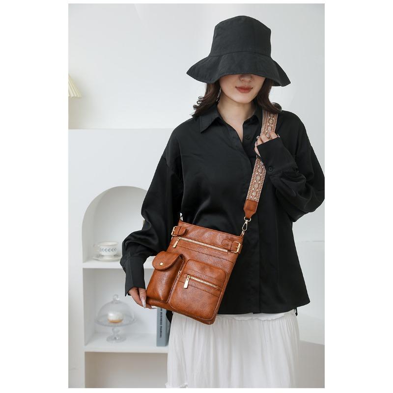 PU Soft Leather Simple Shoulder Crossbody Bag