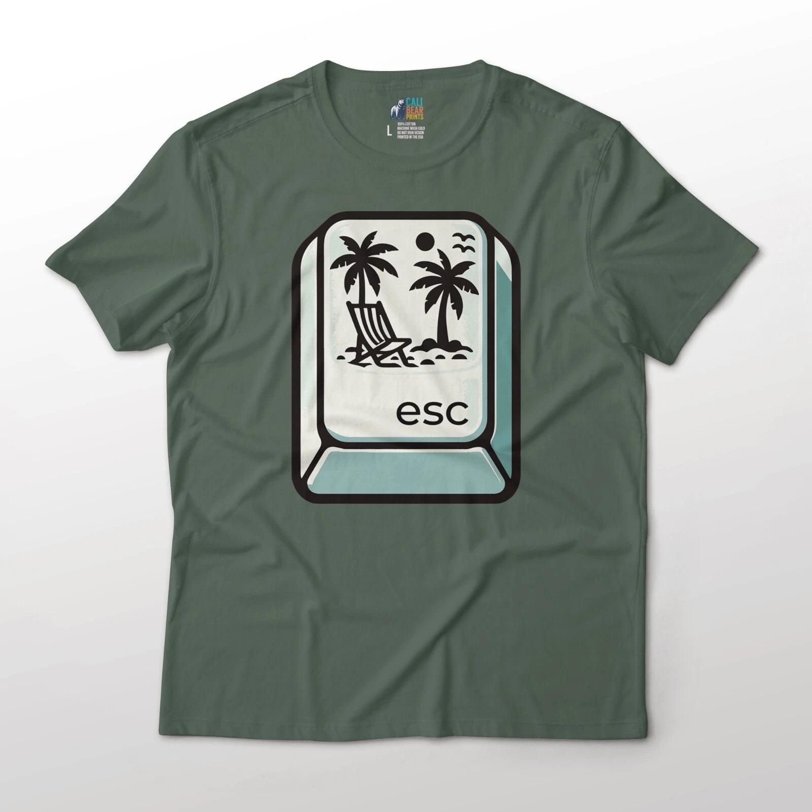 

Escape Keyboard Button Vacation Art Graphic T-T-Shirt Print L