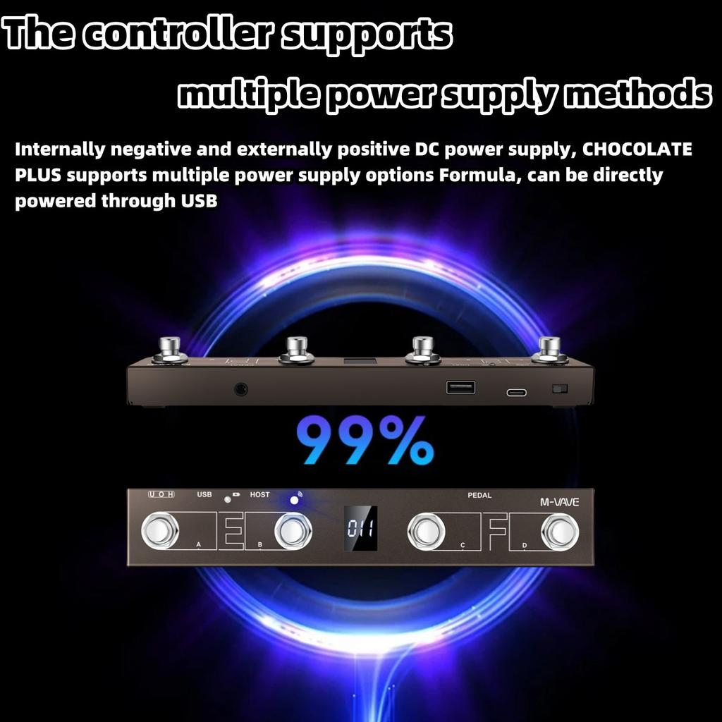 Chocolate Plus MIDI Footswitch Controller/4 Buttons/USB Rechargeable/APP Control/Portable for MIDI Foot Controller Pedal