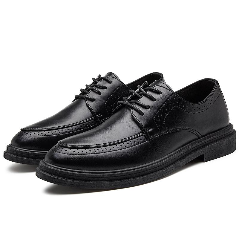 Fashion Men's Dress Formal Calfskin Leather Shoe Men Business Casual Men Fashion Breathable Shoes British Casual Lace Up Single Leather