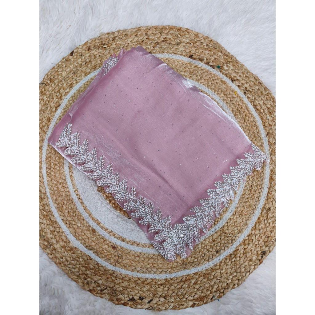 Pure  silk  with all over  diamond and handwork original pari wok lace with cut work  border, colour:-9