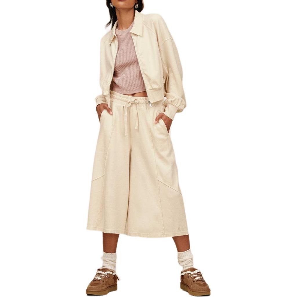 UGG Solid Color Zipper Collar Pocket Long Sleeve Jacket Women jackets 1171485-CRM
