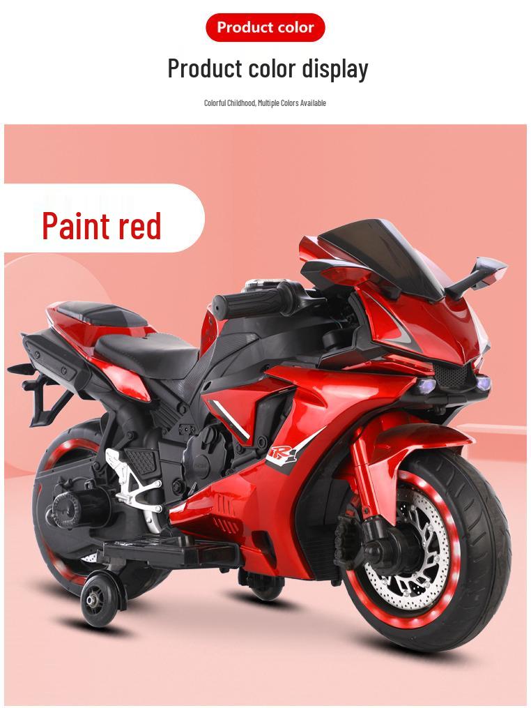 Children's Double-Sized Rechargeable Two-Wheeled Electric Motorcycle with Music