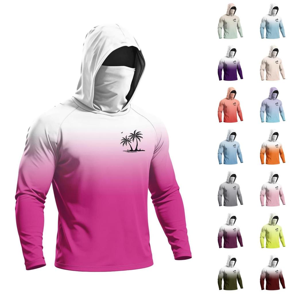 Camiseta de Manga Larga de Verano para Hombre de Secado Rápido con Capucha Protección Solar UPF50 Plus Ligera Transpirable para Fitness Deportes al Aire Libre