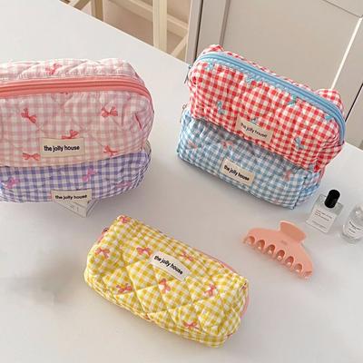 Large Capacity Bowknot Pen Bag Student Creative Floral Storage Bag Multi-function Stationery Organizer Cosmetic Bag