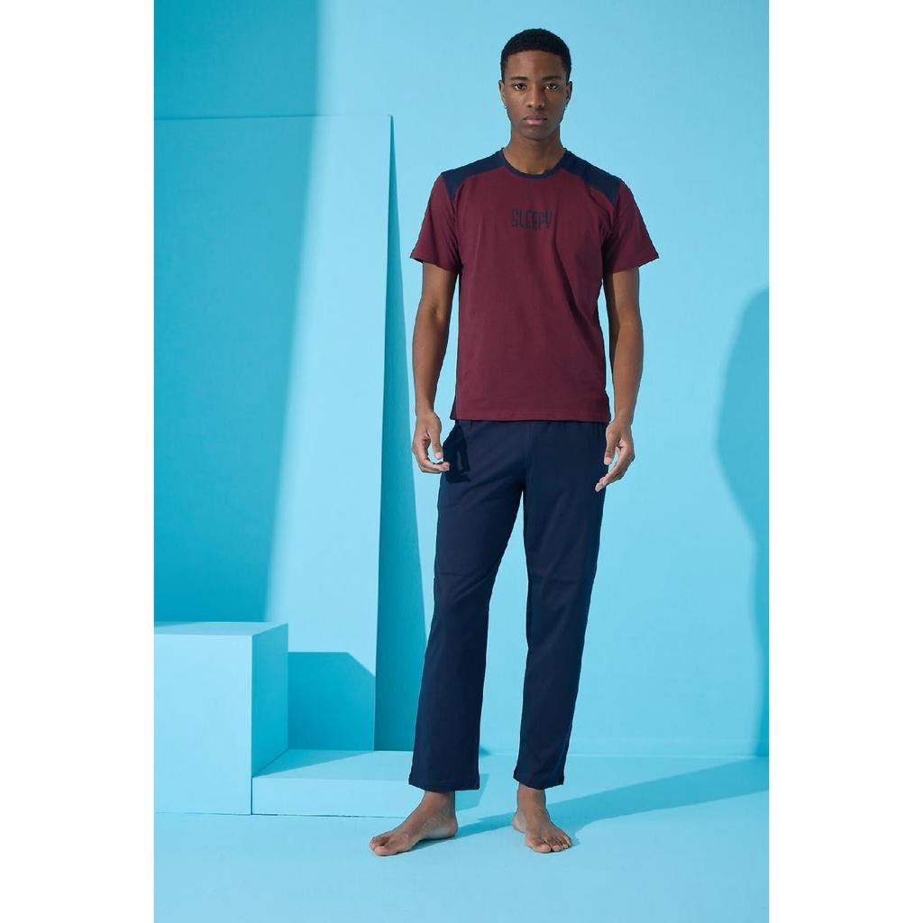 Khakifarbenes Sleepy-Pyjama-Set mit kurzen Ärmeln und sechs langen Ärmeln für Herren