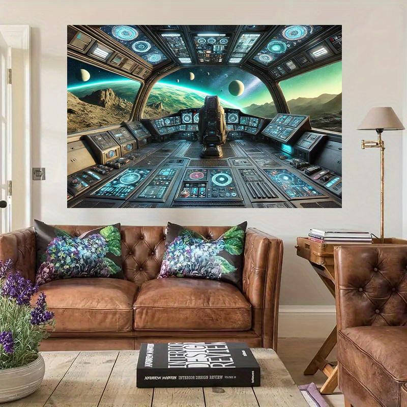 A Background Presenting a Perspective of the Spacecraft Cockpit Is Made of Polyester Fiber. This Multi-functional Background