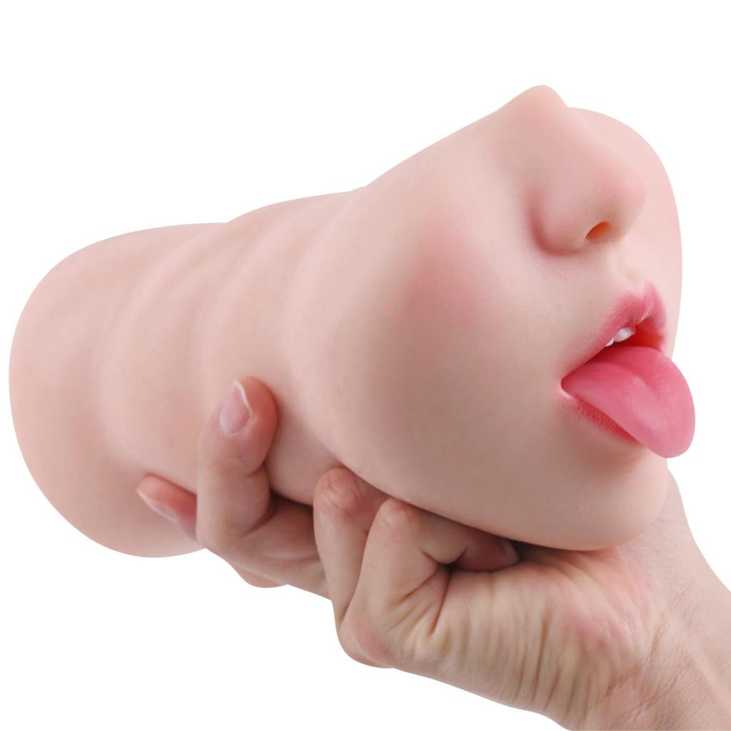 Men's Sex Doll Oral Sex With Teeth With Tongue TPE Soft Skin Masturbation Cup Adult Erotic Sex Toy