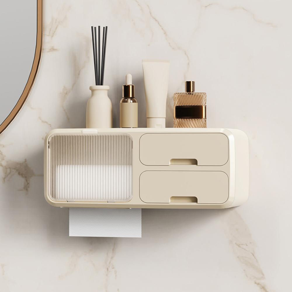 

Punch-free Roll Paper Holder Waterproof Toilet Paper Holder Roll Tissue Dispenser Bathroom Shelf