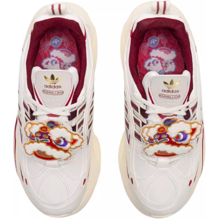 Adidas Originals Ozmillen Comfortable Soft Non-Slip Wear-Resistant Low-Top Casual Shoes Kids Casual Shoes White Red JR8004