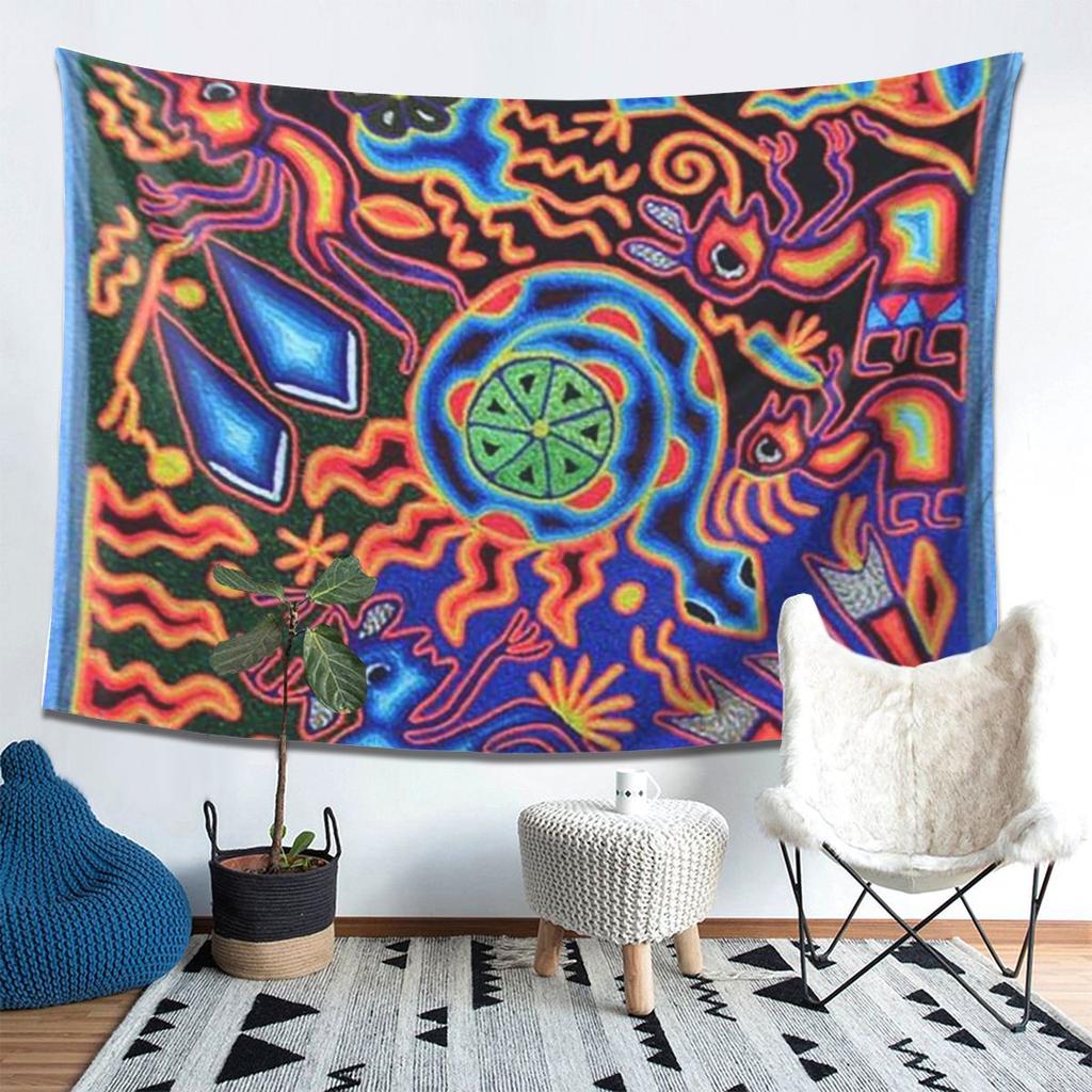 Huichol Traum-Wandteppich Dekor Kunst Ästhetische Wandteppiche für Wohnzimmer Schlafzimmer Zuhause Wandtuch Wandbehang