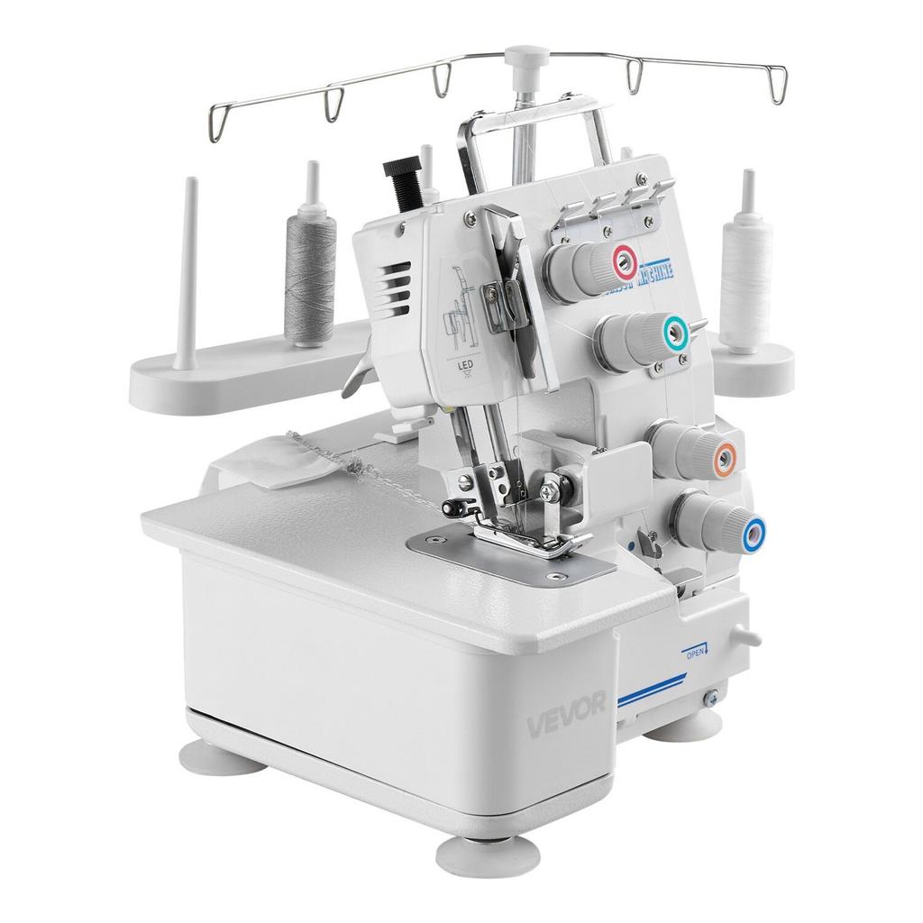 Serger Overlock Sewing Machine, 1250 Stitches Per Minute, 3 and 4 Thread Capability, with LED Light and Strong Suction Feet, Heavy-Duty Metal Frame