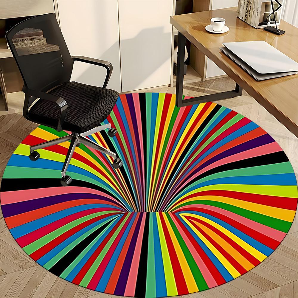 1pc Color Wheel Office Round Area Rug, Indoor Mat Suitable ForOffice, Under Office Chairs Bedroom Living Room Home Decor T153