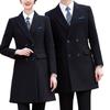 Men's Mid-Length Woolen Business Trench Coat with Velvet Lining for Autumn and Winter.