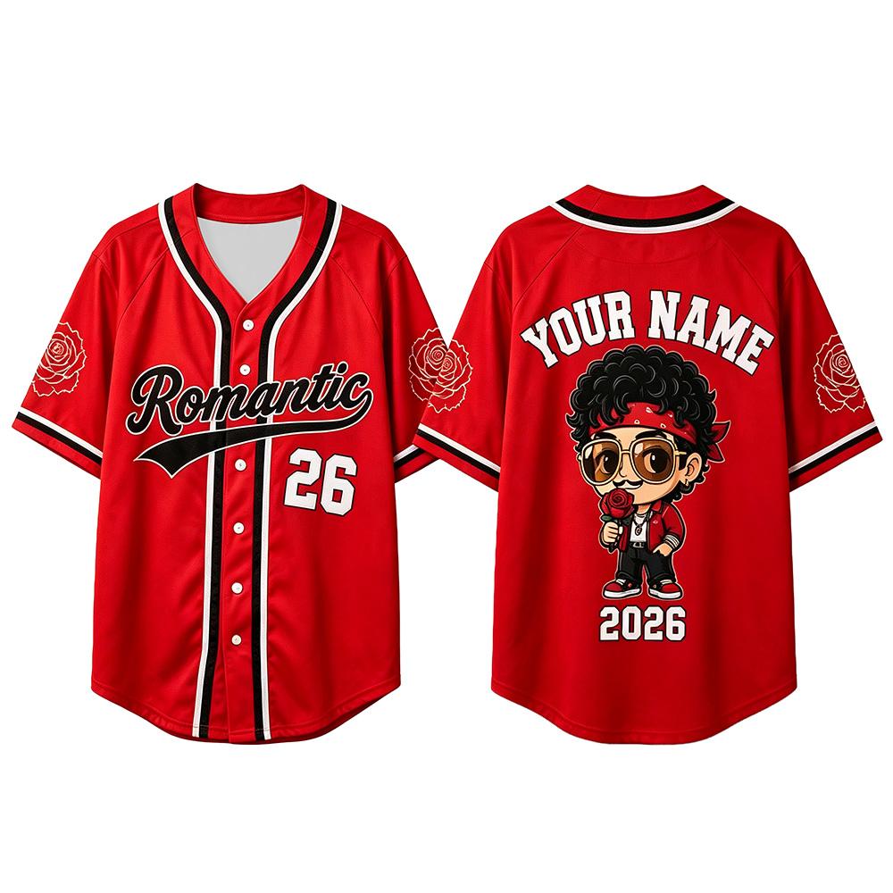 Bruno Mars Romantisches Pop-Konzert Baseballtrikot Benutzerdefinierter Name Nummer Musikfan-Shirt Unisex 2026 Tour Festival Outfit Geschenk DIY Oberteil