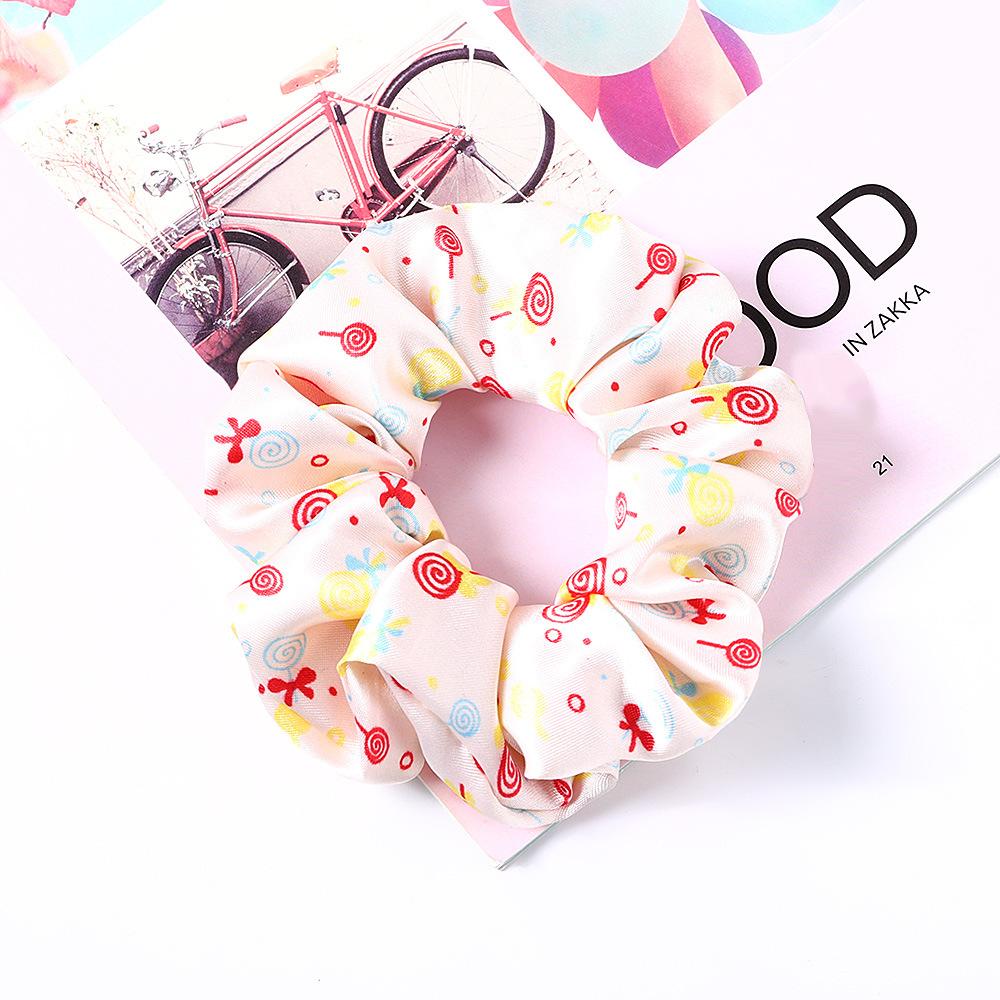 New Satin Printed Flower Floral Scrunchie Women Girls Elastic Hair Rubber Bands Accessories Tie Hair Ring Rope Holder Headdress