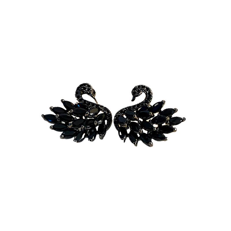 S925 Silver Needle Swan Earrings with Micro-Inlaid Zircon – Elegant, Fashionable, and Versatile