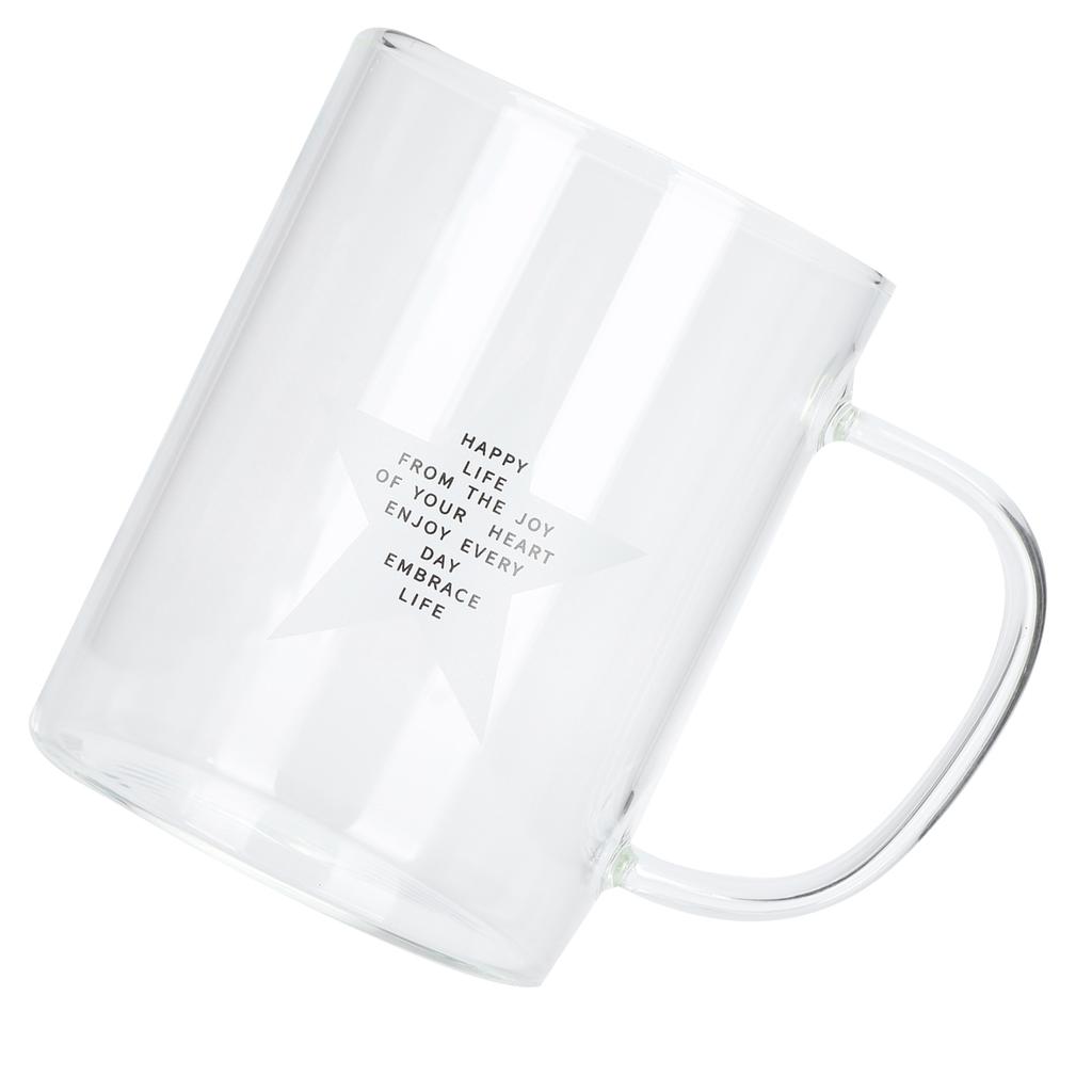 350ml Transparent Milk Cup Coffee Mug Tea Glass Drinkware with Handle for Kitchen Supplies(Five Pointed Star )