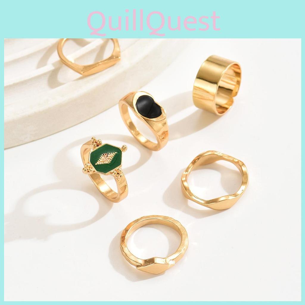 Geometric Heart Ring Jewelry Pack For Women With Electroplated Finish