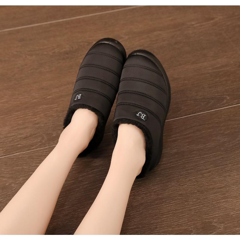 

Водонепроницаемые хлопковые тапочки для пары, на плоской подошве, нескользящие, теплые домашние туфли, большие хлопковые туфли 35