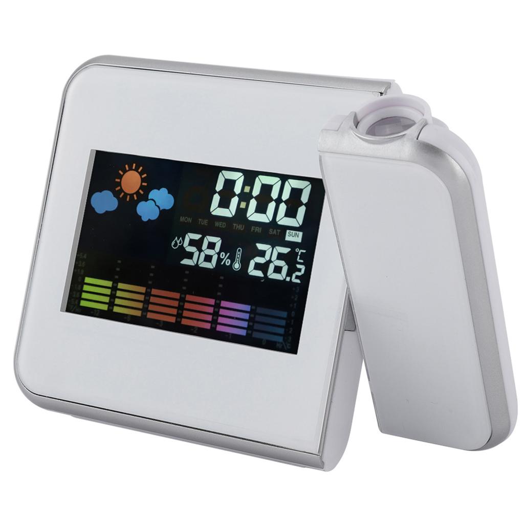 Digital LED Weather Forecast Projector Calendar Humidity Display Alarm Clock(Black)