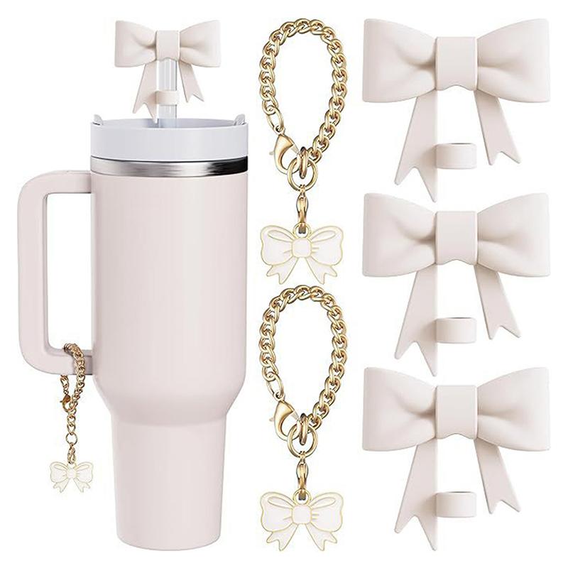 Kompatibel mit Stanley Cup Zubehör - 3 Stück Schleifenkappen, 2 Stück Schleifenanhänger für 30&40 oz Becher mit Henkel