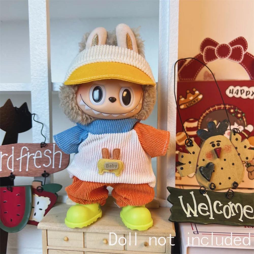 Only Clothes For 15-17CM Labubu Mini Accessories Clothes Clothing Dolls Set Sitting Party Scarf Hat Bag Cute Decoration Gift